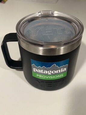 Yeti Black Insulated Mug with Patagonia Provisions Sticker